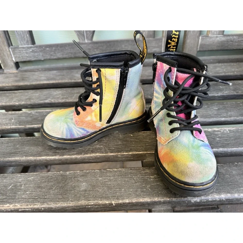 Dr Martens Air Wair 1460T Tie-Dye Multicolor Classic Combat Boots Toddler Size 7